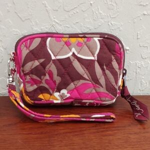 Vera Bradley Mini Quilted Zip Wristlet/Cosmetic Pouch in Retired Carnaby Pattern